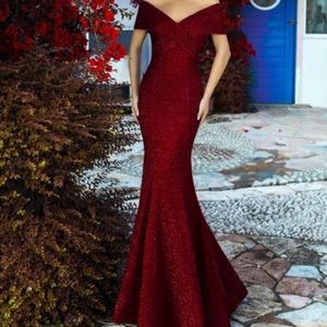 Tarik Ediz Burgendy Dress